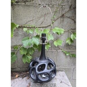 Silverwood Clove Black Geometric Resin Table Lamp 21" Tall 8" Diameter